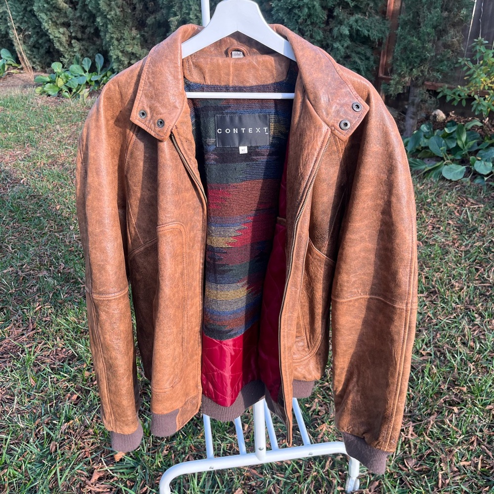 Vintage 90s Context leather bomber jacket size M